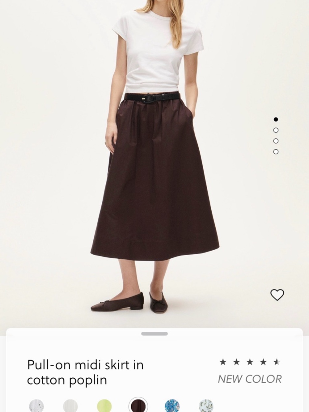 Pull-on midi skirt in cotton poplin